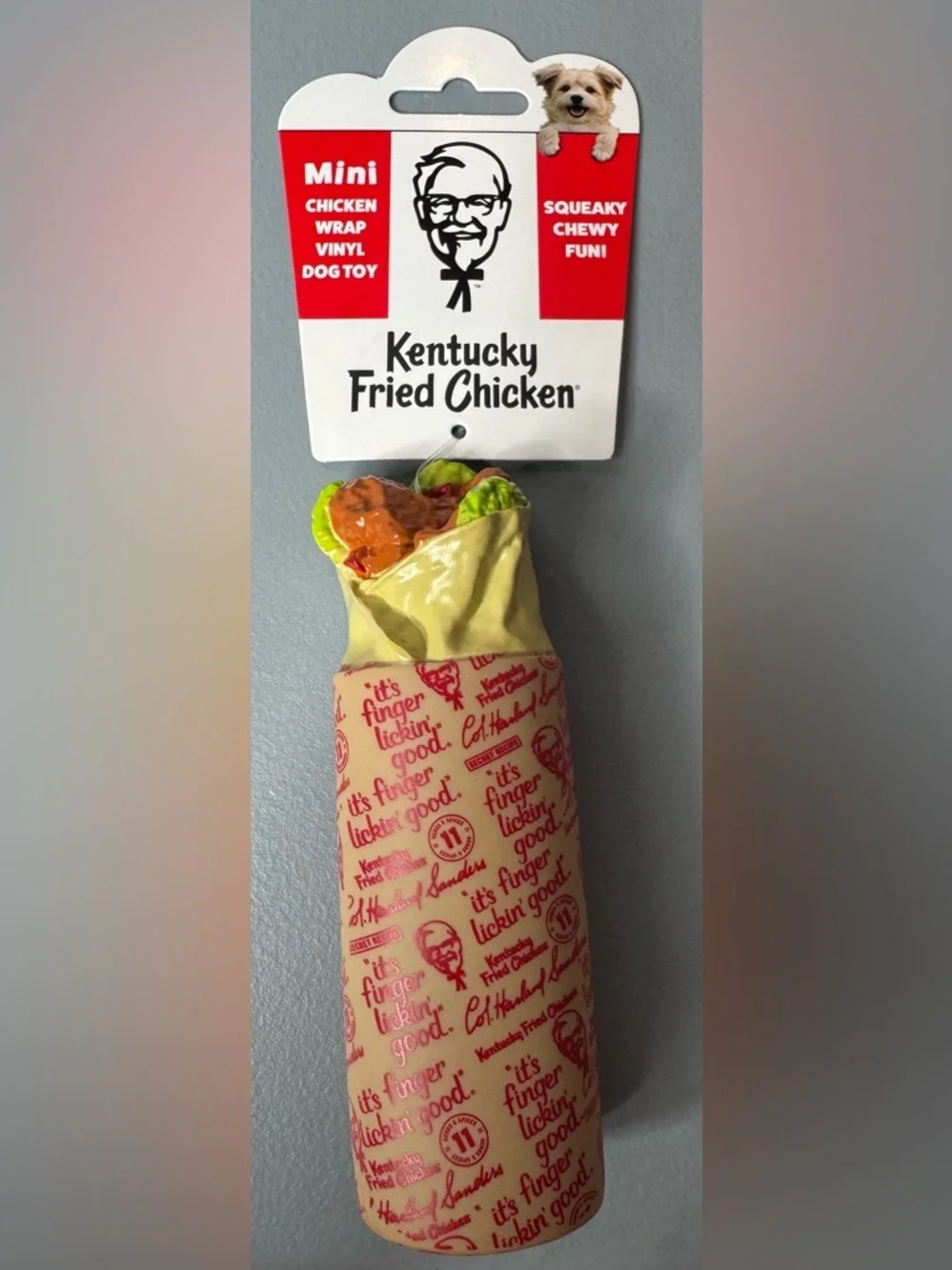 Kentucky Fried Chicken Mini Chicken Wrap Vinyl Dog Toy squeaky chewy novelty